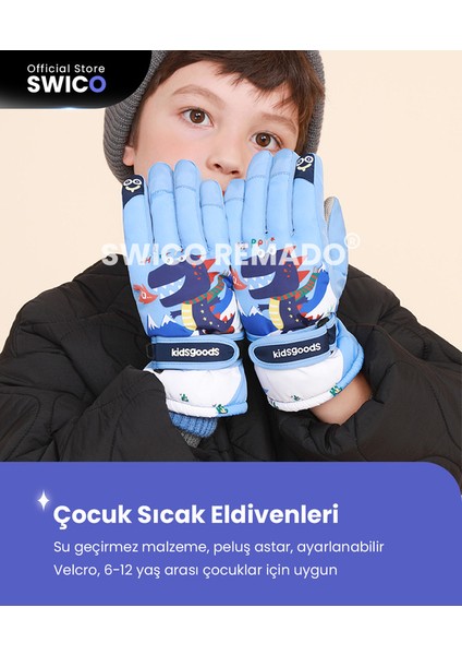 Swico Remado 6-12 Yaş Çocuklar Için Suya Dayanıklı Kayak Eldivenleri - (Yurt Dışından)