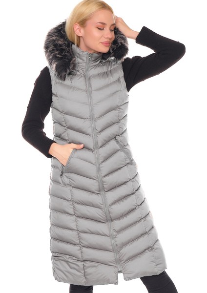 Z6684 Dewberry Bayan Yelek-Açık Gri