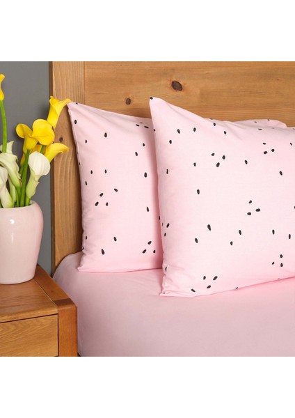 Watermelon Pembe %100 Pamuk Çift Kişilik Lastikli Çarşaf Set