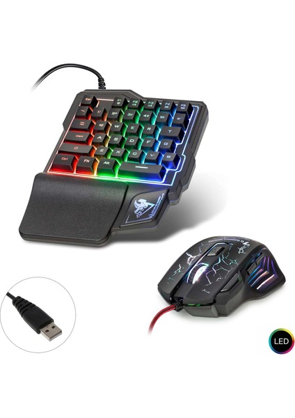 Kablolu Oyuncu Klavye Q Mouse Seti Tek El Ledli Novator G-506