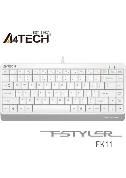 A4 Tech FK11 Q USB Kablolu mm Mini Klavye Beyaz