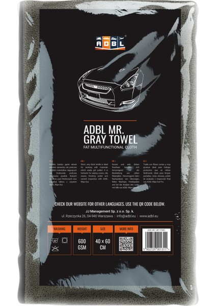 Adblmr.gray Mikrofiber Cila Temizleme Bezi 40X60 600 gr