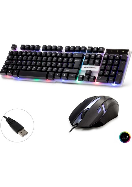 Kablolu Oyuncu Klavye Q Mouse Seti Ledli Hadron HD-837Q