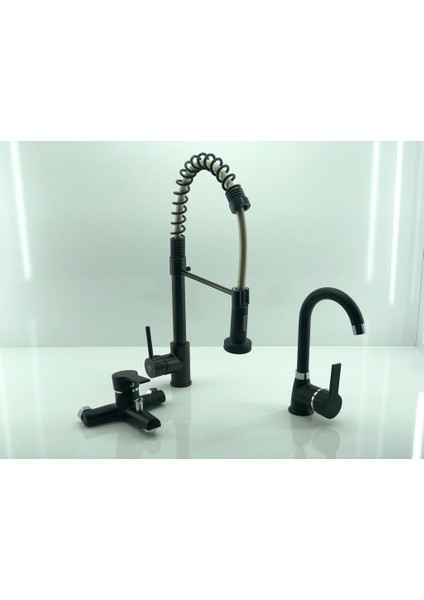 Endüstriyel Tip Mutfak Eviye Bataryası 3'lü Set Eviye- Lavabo- Banyo Bataryası