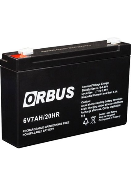 Akü 6 Volt 7 Amper Orbus (150 x 30 x 94 Mm)