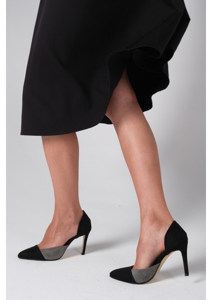 Brien Gri Süet Stiletto