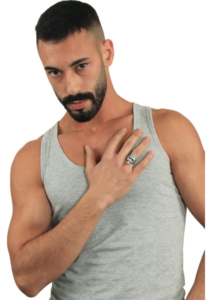 Erkek Antik Gümüş Kaplama Ayarlanabilir Gotik Mumya Yüzük