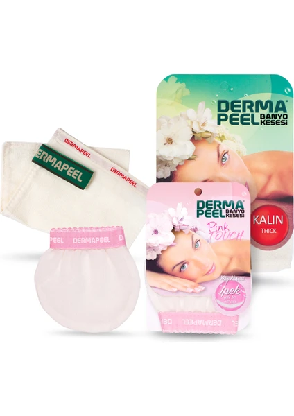 Kalın Banyo Kesesi + Pink Touch Yüz Kesesi Set