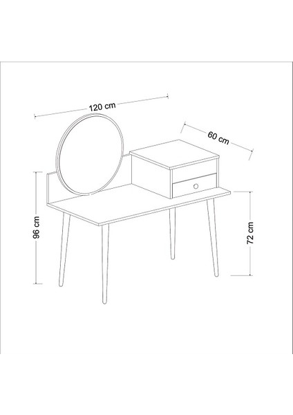 BMdekor Aynalı Makyaj Masası Angel Çırağan Antrasit