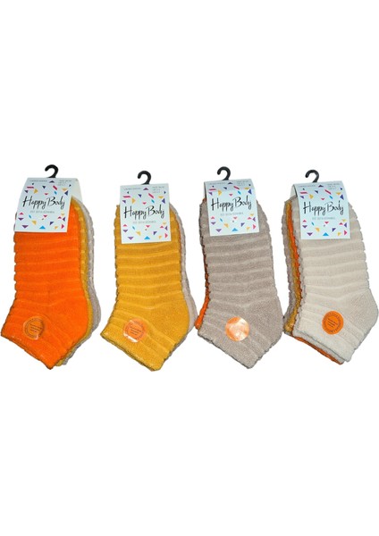 Happy Body(Art..: 25213) 4 Çift Organik Bayan Havlu Soft Sıkmayan Lastik Şeker Çorap