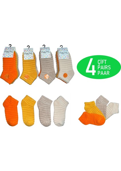 Happy Body(Art..: 25213) 4 Çift Organik Bayan Havlu Soft Sıkmayan Lastik Şeker Çorap
