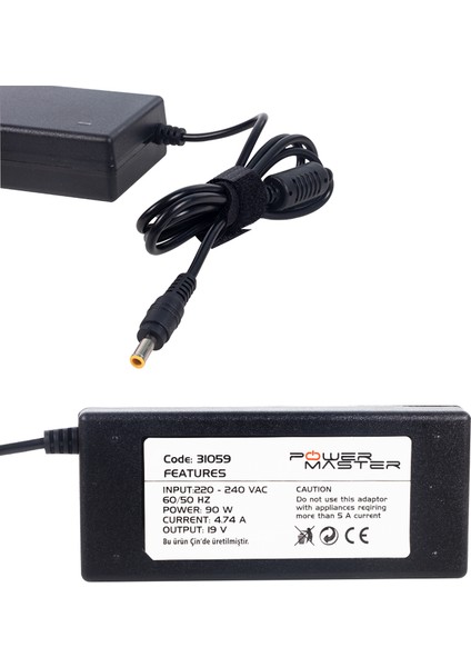 Notebook Adaptör PM-31059 Samsung 19V/4.74A 5.5*3.0 Uç Powermaster