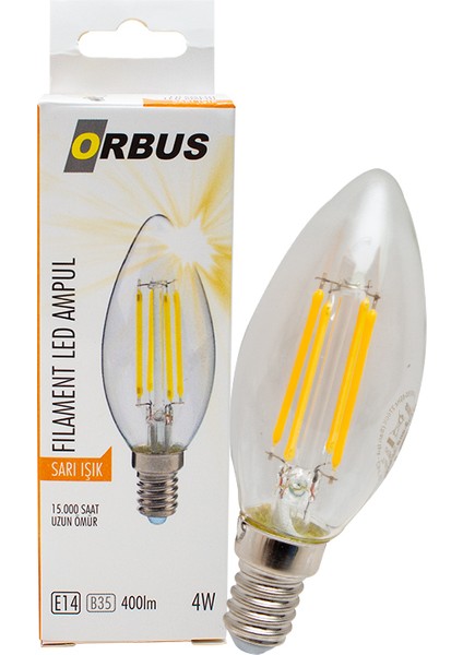 Orb-Bc3 Filament Bulb B35 4 Watt E14 400 Lmn Sarı Led Ampül