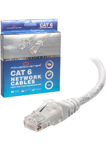 Kablo.cat6 3 Metre Gri Powermaster Kutulu