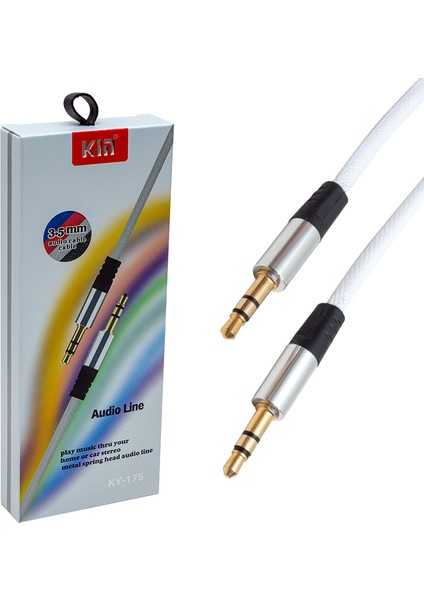 PM-3779 3.5 mm 1.2 Metre Erkek/erkek Beyaz Stereo Aux Kablo