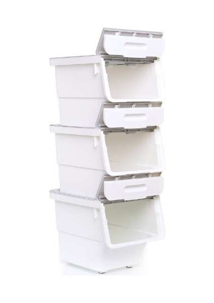 MT04 Freebox 33 Litre Beyaz Gri Tekerlekli 3*33 Lt 3'lü Set Organizer