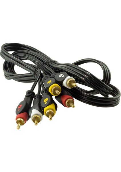 3 Rca + 3 Rca 1.5 Metre Kablo Powermaster Poşetli