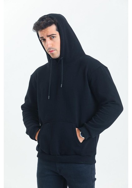 Oversize Unisex 3 Iplik Şardonlu Kapüşonlu Sweatshirt Hoodie