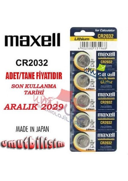 CR2032 3V Lityum Düğme Pil 5'li Paket