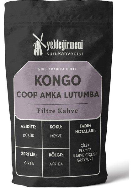 Yeldeğirmeni Kurukahvecisi Kongo Coop Amka Lutumba Filtre Kahve 250 gr