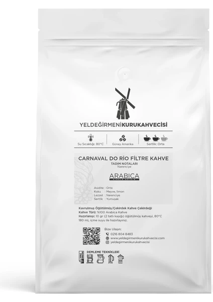 Yeldeğirmeni Kurukahvecisi Carnaval Do Rio Filtre Kahve 250 Gr