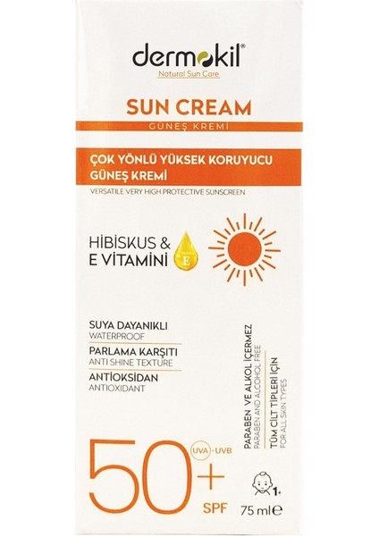 Sun Cream Çok Yönlü Yüksek Koruyucu Güneş Kremi Tüm Cilt Tipleri Için 75ML