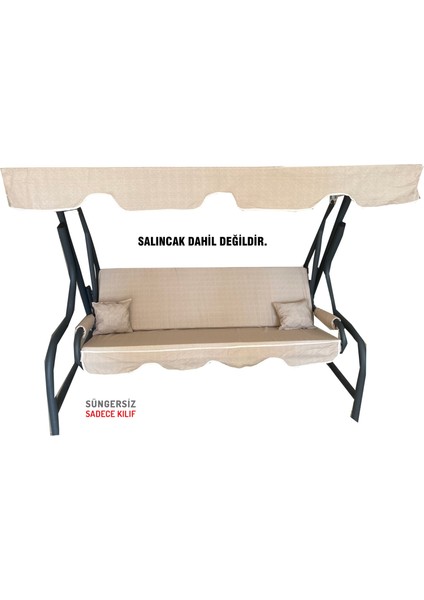 3 Kişilik Salıncak Minder Seti Süngersiz Kılıfı Krem Bahçe Minderi