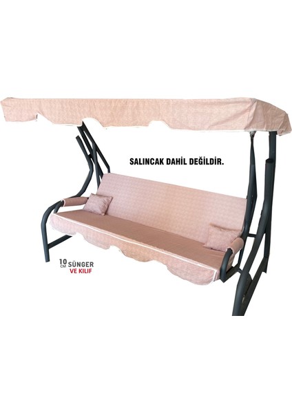 3 Kişilik Salıncak Minder Seti Süngerli Kılıfı Pudra Bahçe Minderi