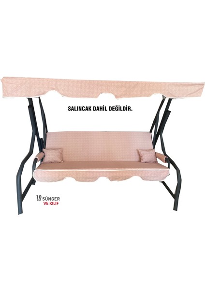 3 Kişilik Salıncak Minder Seti Süngerli Kılıfı Pudra Bahçe Minderi