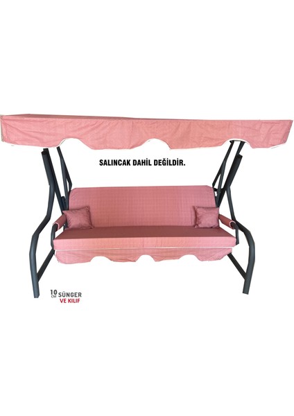 3 Kişilik Salıncak Minderi Süngerli Kılıfı Gül Kurusu Bahçe Minderi