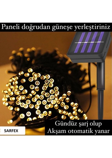 Solar Güneş Enerjili Dış Mekan Bahçe 8 Modlu 10METRE 100 LED Gün Işığı Aydınlatma