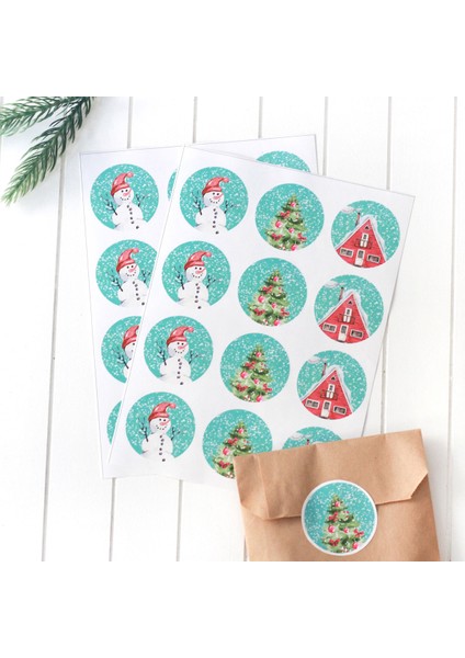 Yılbaşı süsleri sticker seti, 4.2 cm 2 sayfa