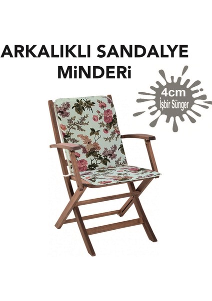 Sandalye Minderi Arkalıklı Büyük Fermuarlı Yıkanabilir Ingiliz Gülü