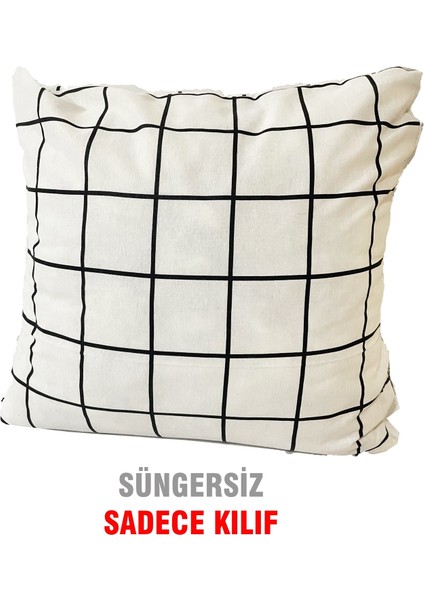 Kırlent Yastık Kılıfı Vip Kılıf 1 ADET-43X43 Cm(Beyaz Pano)