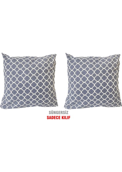 Kırlent Yastık Kılıfı Vip Yastık Kılıfı 2 ADET-43X43 Cm(Griçatı)