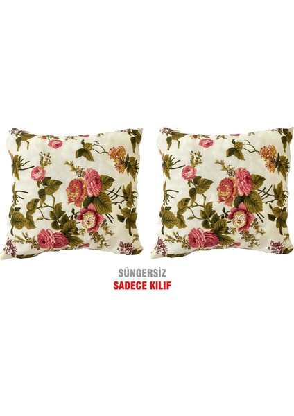 Kırlent Yastık Kılıfı Vip Yastık Kılıfı 2 ADET-43X43 Cm(Ingiliz Gülü)