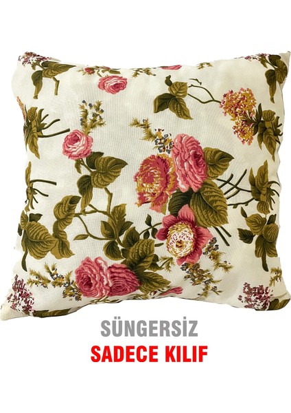 Kırlent Yastık Kılıfı Vip Yastık Kılıfı 2 ADET-43X43 Cm(Ingiliz Gülü)
