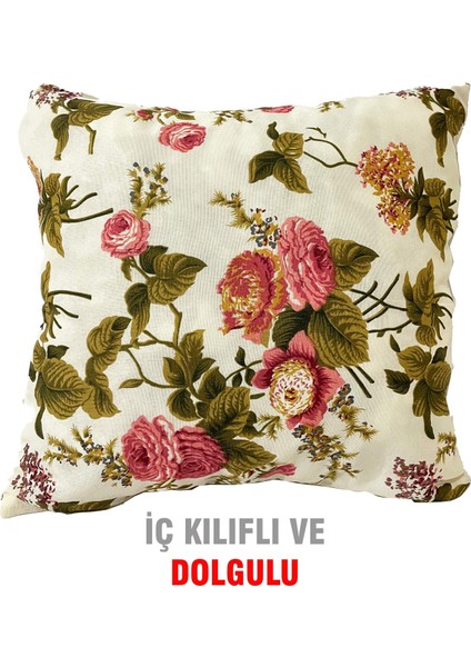 Kırlent Yastık Dolgulu Fermuarlı Vip Yastık 1 ADET-43X43 Cm(Ingiliz Gülü)