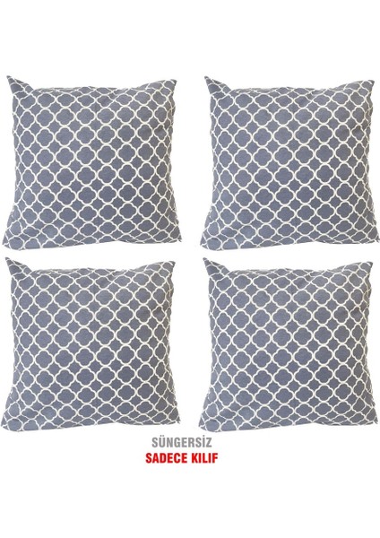 Kırlent Yastık Kılıfı Vip Yastık Kılıfı 4 ADET-43X43 Cm(Griçatı)