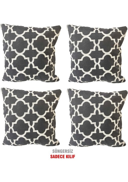 Kırlent Yastık Kılıfı Vip Yastık Kılıfı 4 ADET-43X43 Cm(Büyük Karaçatı)