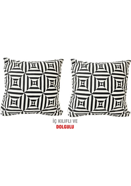 Kırlent Yastık Dolgulu Fermuarlı Vip Yastık 2 ADET-43X43 Cm(Hipnoz)