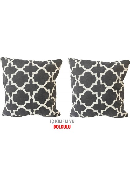 Kırlent Yastık Dolgulu Fermuarlı Vip Yastık 2 ADET-43X43 Cm(Büyük Karaçatı)