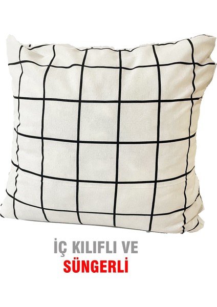 Kırlent Yastık Dolgulu Fermuarlı Vip Yastık 2 ADET-43X43 Cm(Beyaz Pano)