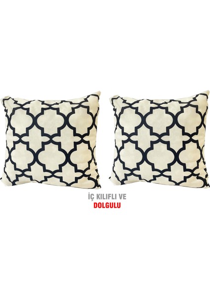 Kırlent Yastık Dolgulu Fermuarlı Vip Yastık 2 ADET-43X43 Cm(Alaçatı)