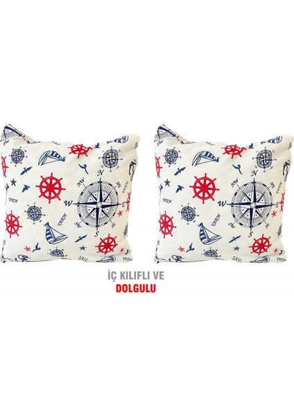 Kırlent Yastık Dolgulu Fermuarlı Vip Yastık 2 ADET-43X43 Cm(Marin)