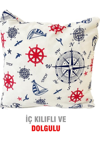 Kırlent Yastık Dolgulu Fermuarlı Vip Yastık 2 ADET-43X43 Cm(Marin)