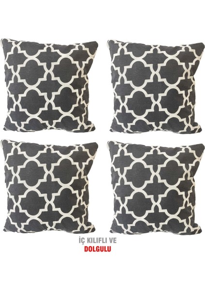 Kırlent Yastık Dolgulu Fermuarlı Vip Yastık 4 ADET-43X43 Cm(Büyük Karaçatı)