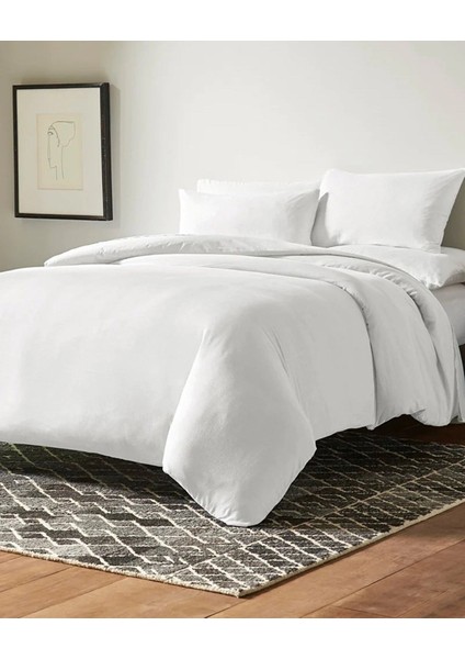 Çarşaflı Lastikli Nevresim Takımı Ranforce Pamuk Tek Kişilik Beyaz fiyatları