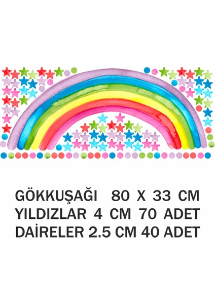 Suluboya Efekt Gökkuşağı ve Yıldızlar Canlı Renkler