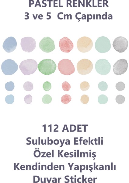 112 Parça Pastel Suluboya Duvar Sticker Seti